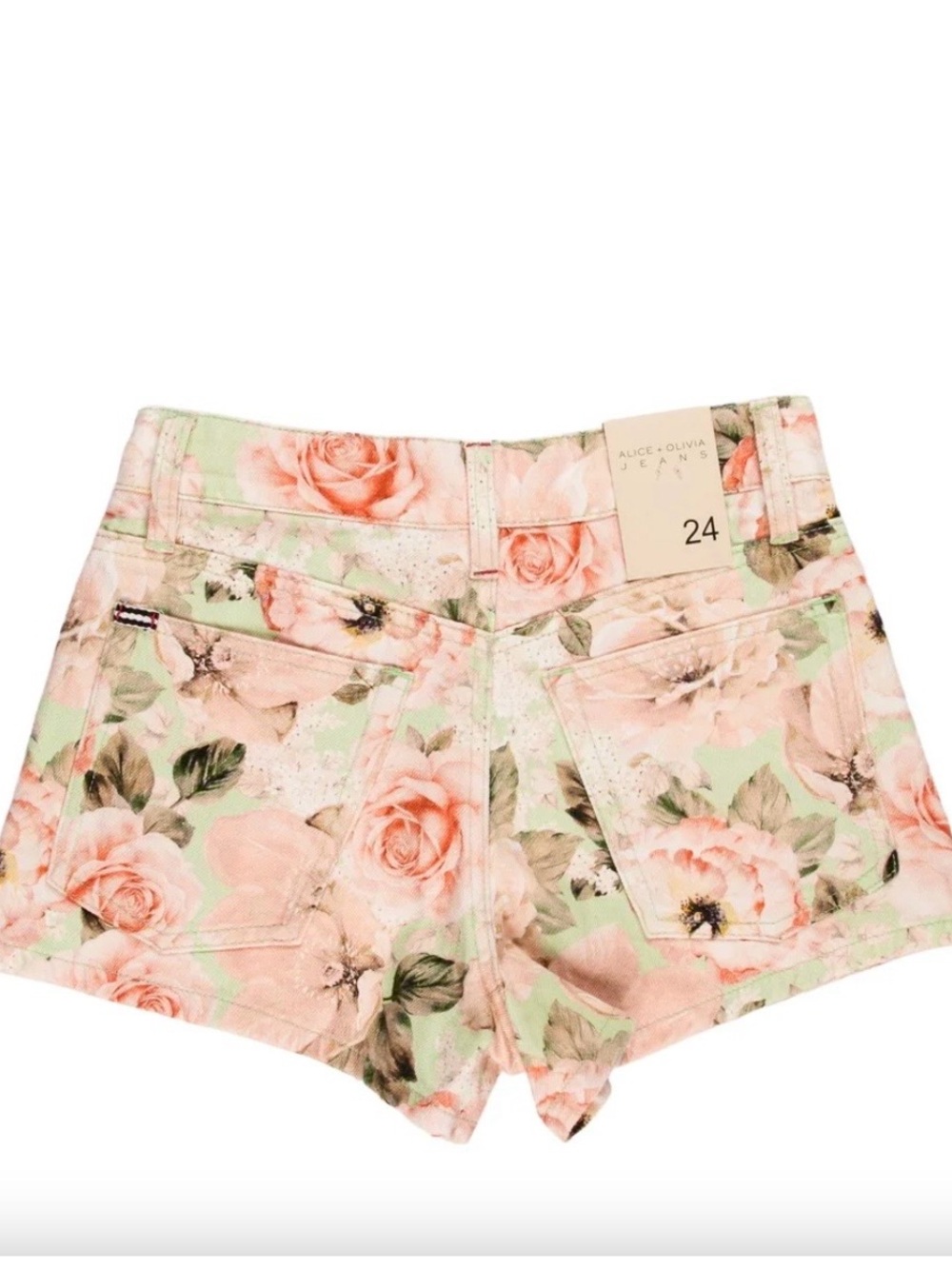 ALICE + OLIVIA YOU LOOK AMAZINGFloral Print Women’s High-Waist Shorts - Picture 3 of 6
